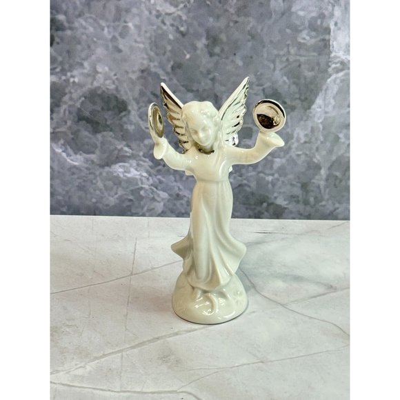 Vintage Dresden Germany Porcelain Angel Musician Platinum Trim Figurine 5" - Picture 2 of 6